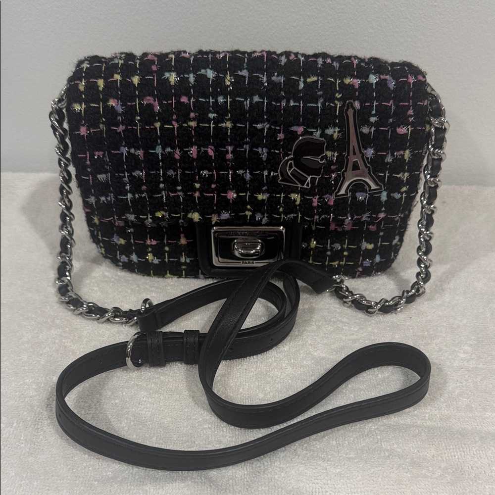 NWOT Karl Lagerfeld Paris Agyness Tweed Crossbody Bag